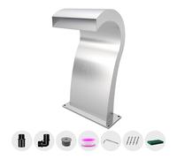LONGRUNNEW Waterfall Spillway Stainless Steel Pool Fountain Curved with Accessories, Pond Waterfalls S-Shaped Outdoor Water Spillway Fountains Kit for Garden Patio Swimming Pool Decoration-52cm Height