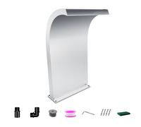 LONGRUNNEW Waterfall Spillway Stainless Steel Pool Fountain Curved with Accessories, Pond Waterfalls S-Shaped Outdoor Water Spillway Fountains Kit for Garden Patio Swimming Pool Decoration-51cm Height