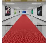 LONGSAND Pool Floor Mat for Deck Outside Drainage Non Slip Pad Rugs Commercial Wet Area Anti-slip Mats for Shower Room Public Toilet Hallway Garage Poolside Decorative Mats,Red,3×20FT