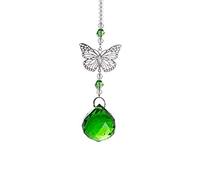 longsheng Butterfly Pendant Crystal Rainbow Maker Crystal 30mm Ball Prisms Window Hanging Beads Chakra Suncatcher Home Outdoor Decor,pack of 1 New Crystals (Green)