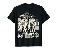 Longshoreman Evolution Cargo Port Dock Worker Shipping Work T-Shirt