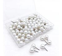 LONGSHUNXING Pearl Push Pins,100 Pieces Plastic Round Head Thumb Tacks Map Push Pins,for for Bulletin Board Map Marking,4.3*3.1*0.8in,S-39
