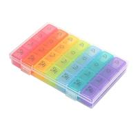 LONGSHUNXING Pill Box Organiser 7 Day Pill Box Organizer 4 Times a Day- Weekly Organiser Medication Dispenser Reminder BPA for Travel - Premium Quality Food Grade Material, Rainbow, 17cm*10.5cm*2.5cm