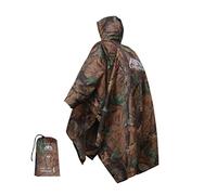 longsinger Rain Poncho for Adult, Waterproof Rain Poncho with Hood and Sleeve, Ideal for Hiking, Hunting, Camping, Leaf Camo, L