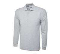 Uneek UC113 Long Sleeve Classic Poloshirt Heather Grey S Colour: Heath S