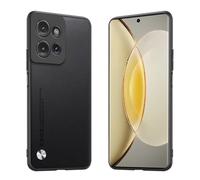 Longstong Phone Case Suitable for Motorola Moto Edge 50 Neo/ThinkPhone 25 (6.36"), CODE Series Metal Leather Protective Cover - Black