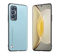 Longstong Phone Case Suitable for OPPO Find X3 Neo (6.55"), CODE Series Metal Leather Protective Cover - Light Blue