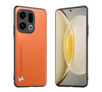Longstong Phone Case Suitable for OPPO Find X9 (6.59"), CODE Series Metal Leather Protective Cover - Orange