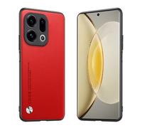 Longstong Phone Case Suitable for OPPO Find X9 (6.59"), CODE Series Metal Leather Protective Cover - Red