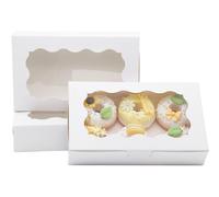 LONGTEAM 20 pcs Small Cookie Boxes Gift Giving, 18x11x4cm White Bakery Box with Window, Treat Boxes Small Cake Boxes for Macaron Chocolate Truffle Dessert Pastry (20)