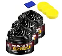 LONGTO Premium Tire Coating & Trim Restorer Bring Back the Original Deep Black Shine to Rubber and Plastic, Tire Coating Paste Rapid Action, ire Polishing Paste, Black Trim Restorer (30G,3PCS)