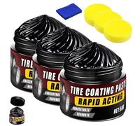 LONGTO Premium Tire Coating & Trim Restorer Bring Back the Original Deep Black Shine to Rubber and Plastic, Tire Coating Paste Rapid Action, ire Polishing Paste, Black Trim Restorer (50G,3PCS)