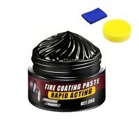 LONGTO Premium Tire Coating & Trim Restorer Bring Back the Original Deep Black Shine to Rubber and Plastic, Tire Coating Paste Rapid Action, ire Polishing Paste, Black Trim Restorer (30G,1PCS)