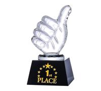 LONGWIN 1st 2nd 3rd Place Trophy Set Glass with Thumbs Up for Winner, First Place Trophy Award for Sports Tournaments Talent Show Competitions