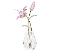 LONGWIN Artificial Tiger Lily Flowers Crystal Roses with Vase, Crystal Collectible Figurines for Home or Wedding