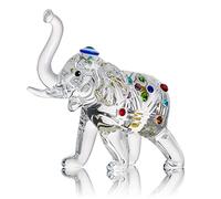 LONGWIN Crystal Elephant Status of Glass Figurines Collectible with Trunk Up Animal Sculpture Lucky Feng Shui Home Decor Ornaments