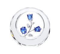 LONGWIN Crystal Tulips Flower Figurines with a Outer Circular Ring, Glass Spring Bouquet Collectible Figurines Home Decor Paperweight Ornaments (Cobalt Blue)