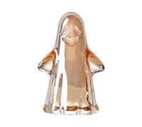 LONGWIN Small Glass Ghost Figurine, Cute Handcrafted Crystal Ghost Statue Sculpture Decor for Halloween Party, Desk Spooky Accents