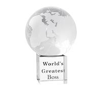LONGWIN World's Greatest Boss 2.76" Crystal Globe Awards - Unique Gifts for Boss on Bosses Day, Birthday, Christmas, Thanks Giving Day