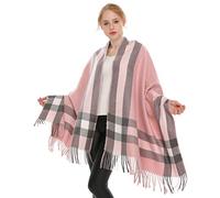 Longwu Women Soft Cashmere Wool Scarf Large Pashminas Shawl and Wrap Warm Stole Blanket Pink