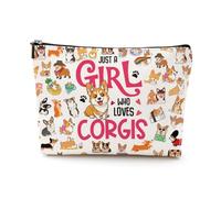 LONGXIN Corgi Makeup Bag Corgi Gifts for Corgi Lovers Corgi Dog Bag Dog Lovers Gifts for Women Dog Mom Gifts for Women Dog Lover Gifts Ideas Zipper Pouch Travel Cosmetic Bag, Beige