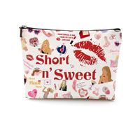 LONGXIN Sabrina Merch Makeup Bag Cosmetic Bag Gifts for Singer Fans Music Lovers Singer Merchandise, Beige