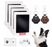 LONGYIFA Dog Paw Inkless Hand & Footprint Kit, With Personalised Dog Fur Keepsake Keyring, 4 Baby Inkless Print Pads, 8 Imprint Cards, 2 Leather Paw Pendant, Pet Memorial Gift