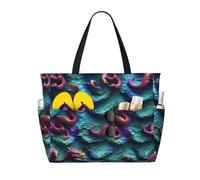 Longzehao 3D Magical Dragon Scales Pattern Print Large Beach Bag Women Waterproofes Foldable Zipper Totes Bag for Travel Vacation