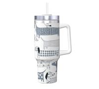 Longzehao 40 OZ Cute Dachshund Dog Print Ice Bully Cup with Handle Straw Lid Straw,Stainless Steel Tumbler Coffee Cup