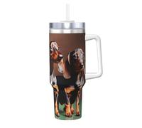 Longzehao 40 OZ Dachshund Weiner dog Print Ice Bully Cup with Handle Straw Lid Straw,Stainless Steel Tumbler Coffee Cup