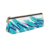 Longzehao 90's Cup Design Print Leather Pencil Pouch Cosmetic Makeup Bag Pen Office Stationerys Markers Case