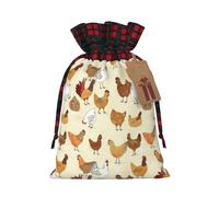 Longzehao A Bread of Chickens Print Christmas Drawstring Linen Gift Bag, Christmas Wrapping Bags, Xmas Goodie Bags