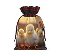 Longzehao A Bread of Chickens7 Print Christmas Drawstring Linen Gift Bag, Christmas Wrapping Bags, Xmas Goodie Bags