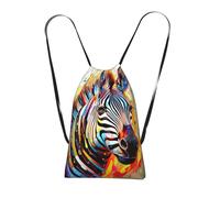 Longzehao Abstract Animal Zebra Print Drawstring Backpack,String Backpack Storage bag for Gym Traveling Sport Beach Swim