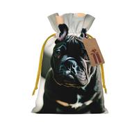 Longzehao Adorable French Bulldog Print Christmas Drawstring Gift Bags,Gift Wrapping Bag for Xmas Holiday Birthday Party