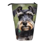 Longzehao adorable schnauzer Print Telescopic Pencil Bag Pen Holder Pop Up Storage Case,Standing Portable pen Case, Black, One Size