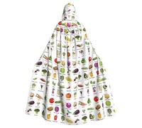 Longzehao Adult Introduction of various vegetables Print Hooded Robe Cloak Carnival Halloween Christmas Cosplay Tunic Cape Costume