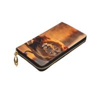 Longzehao African Animals1 Print Premium Leather Zip Around Wallet for Men and Women Checkbook Cover RFID Blocking