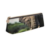 Longzehao African Elephant Print Simple Triangular Pencil Case Storage Bag for Office Supplies, Cosmetics, Toiletries, White, One Size, Art Deco, White, One size, art deco