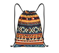 Longzehao African National Patterns Print Drawstring Bags, Gym Sport Bag Drawstring Bag Suitable for Sports Swimming Travel., Black, Small, Black, S