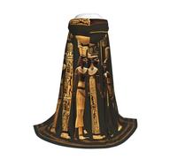 Longzehao Ancient Egyptian Hieroglyph Print Hooded Cape For youngsters with Halloween Christmas Cosplay Hooded Cloak Costume