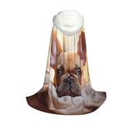 Longzehao animal dog french bulldog2 Print Hooded Cape For youngsters with Halloween Christmas Cosplay Hooded Cloak Costume