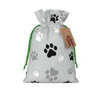 Longzehao Animal Paw Prints Print Christmas Drawstring Gift Bags,Gift Wrapping Bag for Xmas Holiday Birthday Party