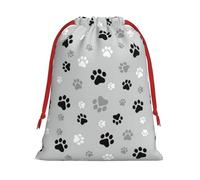 Longzehao Animal Paw Prints Print Drawstring Gift Bags For Christmas,Holiday Gift Wrapping Bag Assorted Sizes
