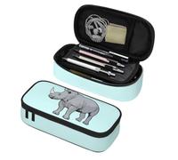 Longzehao animal rhino Print Big Capacity Pencil Case Storage Organizer Makeup Bag Office Stationery Pouch