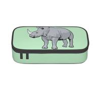 Longzehao animal rhino Print Pencil Case Large Capacity Storage Pouch Holder Office Organizer box Makeup Bag