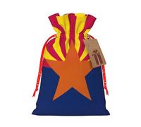 Longzehao Arizona state flag Print Christmas Drawstring Gift Bags,Gift Wrapping Bag for Xmas Holiday Birthday Party