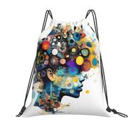 Longzehao Artificial Intelligence Brain Print Drawstring Backpack Sports Gym Beach Sack Yoga Dance Cinch Bag for Women Men