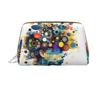 Longzehao Artificial Intelligence Brain Print Leather zipper makeup bag Cosmetic Pouch Travel Organizer Toiletry Clutch, White, One Size