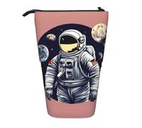 Longzehao Astronaut on The Moon 1 Print Telescopic Pencil Bag Pen Holder Pop Up Storage Case,Standing Portable pen Case, Black, One Size